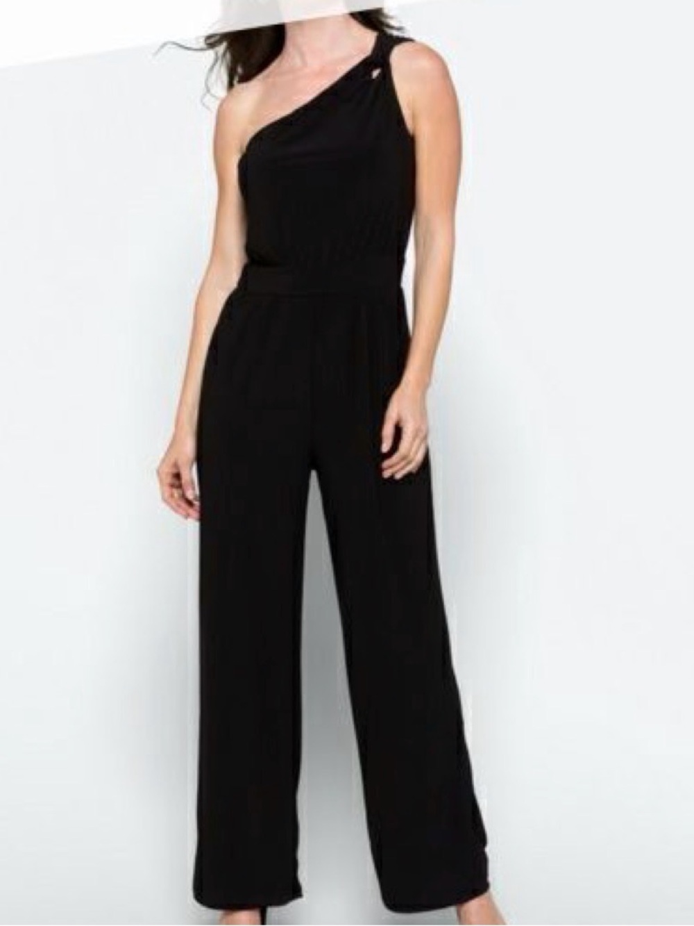 Kaileigh Luna One Shoulder Jumpsuit Black – Small Petite – NWT